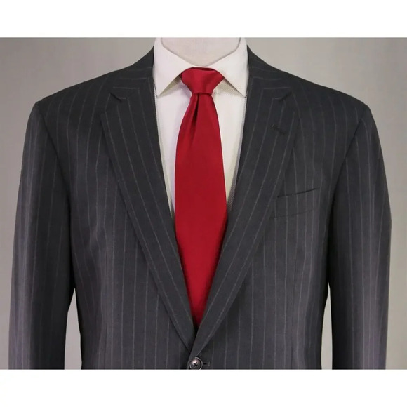 Brooks Brothers Madison BrooksCool Full Canvas Gray Striped 2-Btn Wool Suit 43R - Picture 3 of 16